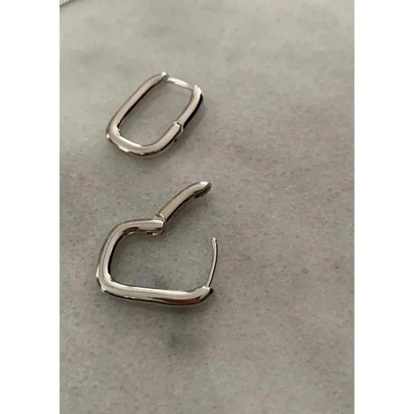 New Stock! Sterling Silver Thick Chunky Square Hoop Earrings Brand New - Picture 2 of 4